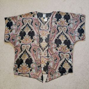 Vintage Living Doll Los Angeles Cover Up Kimono Cardigan Sheer Paisley Large